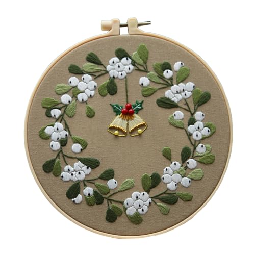 Derwrtup Frohe Weihnachten Stickset Ornamente | Weihnachts-Kreuz-Sets, DIY-Nadelspitzen-Set,Tragbare Weihnachtskreuz-Sets, DIY-Nadelspitzen-Set für Anfänger, Erwachsene und Kinder von Derwrtup