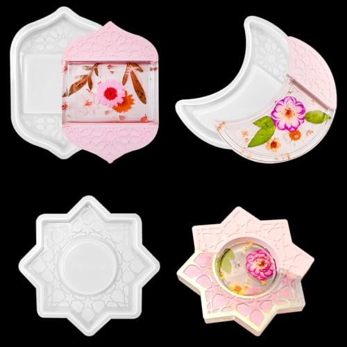 3 Stück Epoxidharz Formen Tablett, Silikonformen Sonne Mond Platte für Schmuck Lagerung, Gießformen Tablett für die Heimdekoration, DIY-Handwerk Geschenk von DeryArcle