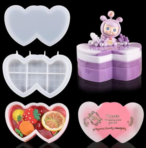 DeryArcle 2 Stück Epoxidharz Formen Dose Herz, Silikonform Aufbewahrungsbox Mit Deckel, Harzform Gießform Schachtel Heart Resin Box Mold für DIY Schmuck Süßigkeiten Behälter Dekor DeryArcle 2 Stück Epoxidharz Formen Dose Herz, Silikonform Aufbewahrungsbox Mit Deckel, Harzform Gießform Schachtel Heart Resin Box Mold für DIY Schmuck Süßigkeiten Behälter Dekor von DeryArcle