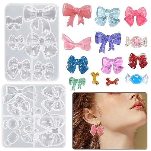 DeryArcle 2 Stück Silikonform Epoxidharz Schleife, Haarnadel Schmuck Formen, Ohrring Harzformen Gießform Bow Resin Mold für DIY Halskette Anhänger Kristall Charme Handwerk DeryArcle 2 Stück Silikonform Epoxidharz Schleife, Haarnadel Schmuck Formen, Ohrring Harzformen Gießform Bow Resin Mold für DIY Halskette Anhänger Kristall Charme Handwerk von DeryArcle