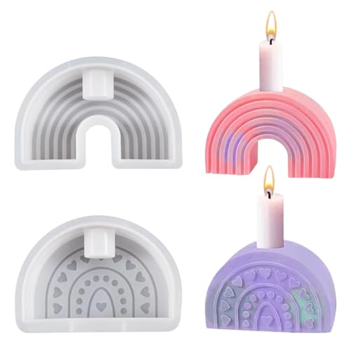 DeryArcle 2pcs Silikonform Kerzenhalter, Gießform Kerzenständer Regenbogenbrücken Epoxidharz Formen Harzform Candle Holder Mold für DIY Stabkerzenhalter Handwerk Heim Dekor von DeryArcle