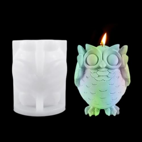 DeryArcle 3D Kerzen Silikonform, Eule bedeckt die Ohren harzformen,Tier Gießformen Epoxidharz silicone candle mold für DIY Duftkerzen Seifen Handwerks Skulptur Ornamente (Form A) von DeryArcle