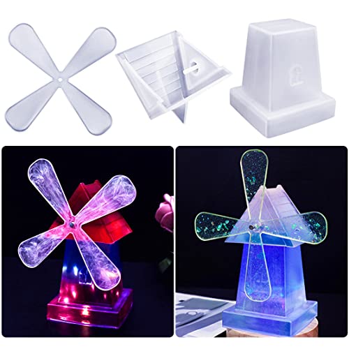 DeryArcle Epoxidharz Formen Windmühle, Silikonform Windmühlen Rotieren 3D Harzform Gießformen Ornamente Kristall Rotating Windmill Resin Mold für DIY Heim Desktop Dekoration Romantisch von DeryArcle