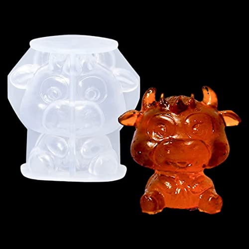 DeryArcle Harz Formen Kuh, Silikonform Epoxidharz Ornamente Tiere Kristall Gießform Eiswürfel Ochse 3D Resin Cow Mold für DIY Handgemachte Handwerk Schlüsselanhänger Anhänger Heim Dekoration von DeryArcle