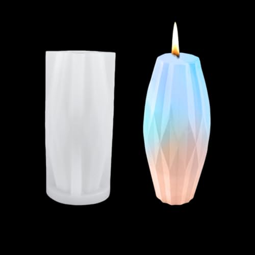 DeryArcle Kerzen Silikonform,Diamantstreifen 3D Stumpenkerzen Formen,Solide Vasenform Harzform Gießformen Candle Mold für DIY Handarbeit Seife Duftkerze Handwerk Ornamente (Form B) von DeryArcle