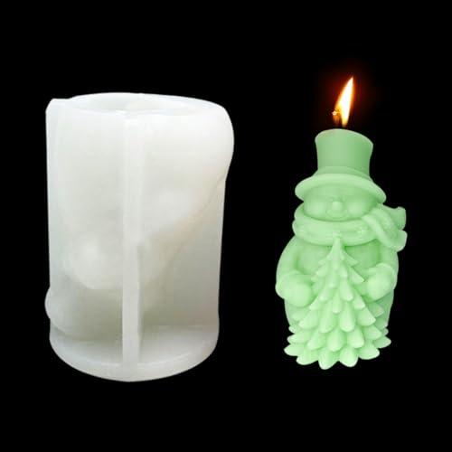 DeryArcle Silikonform Kerzen Schneemann, 3D Weihnachts Kerzenform, Epoxidharz Formen Weihnachten Harzform Snowman Candle Mold für DIY Seife Aromasteinen Gießen Handwerk Ornamente Dekor (Typ A) von DeryArcle