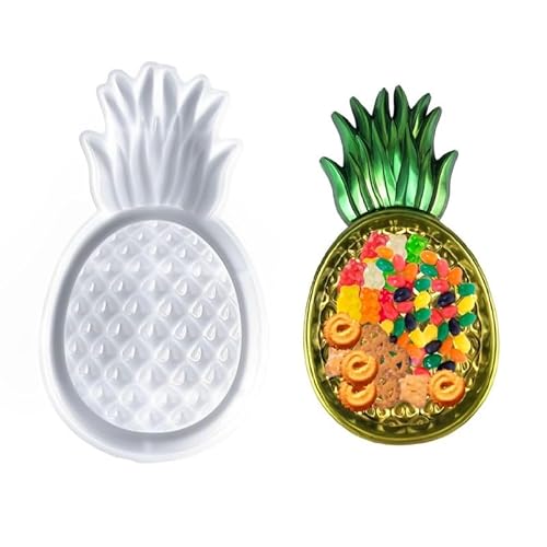 DeryArcle Silikonform Tablett Ananas, Epoxidharz Formen Untersetzer Harzformen Ovale Teller Gießform Resin Mold Tray für DIY Schmuck Platte Ornamente Aufbewahrungsbox Handwerk Heim Dekor von DeryArcle