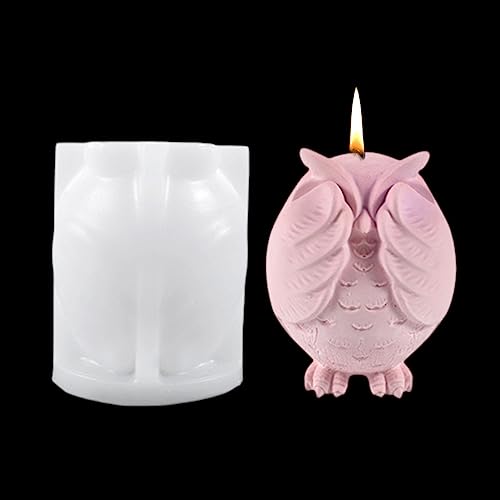 DeryArcle kerzen Gießformen, Eule bedeckt die Augen Harzform, Tier Silikonform Epoxidharz 3D silicone candle mold für DIY Kerze Seifenherstellung Basteln Heimdekorationen (Form C) von DeryArcle