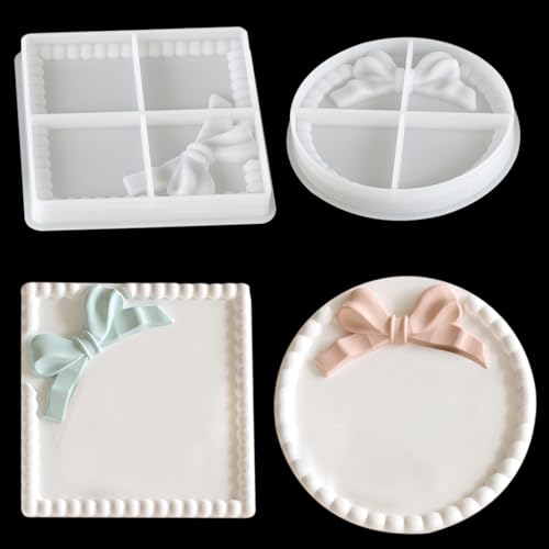 DeryArcle silikonformen Tablett, 2 Stück Platten epoxidharz formen, Runden Quadrat seicht silikonformen gießformen für Schmuck Lagerung, Schmetterling Malen Palette Türdekoration von DeryArcle