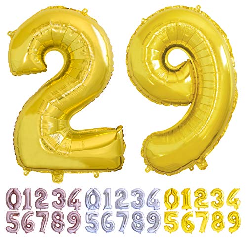 Luftballon Geburtstag Nr. 29 oder 92 XXL Gold - Riesen Folienballon in 70 cm Geburtstagsdeko | Ballon Zahl Deko zum Geburtstag | fliegt mit Helium von Desconocido