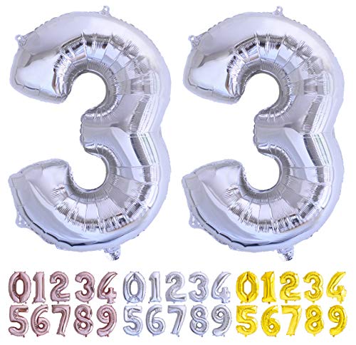 Luftballon Geburtstag Nr. 33 XXL Silber - Riesen Folienballon in 70 cm Geburtstagsdeko | Ballon Zahl Deko zum Geburtstag | fliegt mit Helium von Desconocido