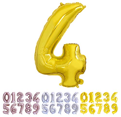 Luftballon Geburtstag Nr. 4 XXL Gold - Riesen Folienballon in 70 cm Geburtstagsdeko | Ballon Zahl Deko zum Geburtstag | fliegt mit Helium Luftballon Geburtstag Nr. 4 XXL Gold - Riesen Folienballon in 70 cm Geburtstagsdeko | Ballon Zahl Deko zum Geburtstag | fliegt mit Helium von Desconocido