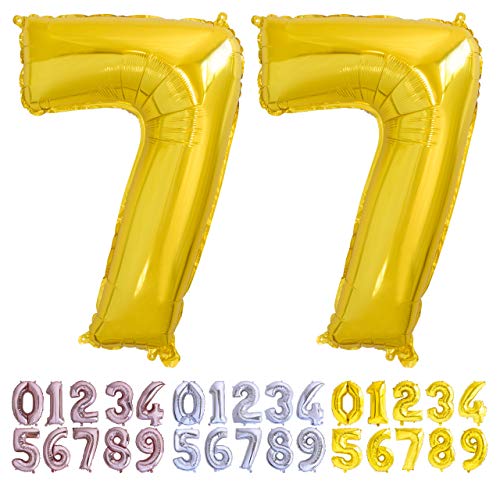 Luftballon Geburtstag Nr. 77 XXL Gold - Riesen Folienballon in 70 cm Geburtstagsdeko | Ballon Zahl Deko zum Geburtstag | fliegt mit Helium Luftballon Geburtstag Nr. 77 XXL Gold - Riesen Folienballon in 70 cm Geburtstagsdeko | Ballon Zahl Deko zum Geburtstag | fliegt mit Helium von Desconocido