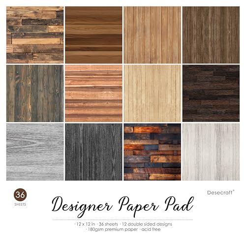 Desecraft Vintage-Holzstruktur, 30,5 x 30,5 cm, für Scrapbooking, dekoratives Papier, Kartenherstellung, Hintergrund, Origami, strukturiertes dekoratives Sammelalbum, Papier, Sammelalbum, Materialien von Desecraft