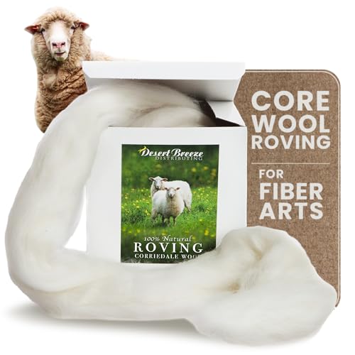 100% natürliche weiße Wolle Roving Top, 227 g Corriedale, hergestellt in Südamerika, beste Kernwolle für Nadelfilz, Nassfilz, Spinning, Trocknerbälle, Füllung, 29.5 Mikrofon ron, Un-Gefärbt 100% natürliche weiße Wolle Roving Top, 227 g Corriedale, hergestellt in Südamerika, beste Kernwolle für Nadelfilz, Nassfilz, Spinning, Trocknerbälle, Füllung, 29.5 Mikrofon ron, Un-Gefärbt von Desert Breeze Distributing