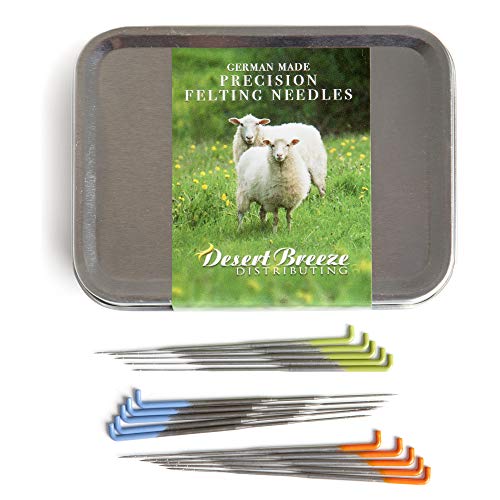 Desert Breeze Distributing Präzisions-Filznadeln aus Karbonstahl, 36 und 38 Gauge sternenförmig, 40 Gauge Spirale/Twist, farbcodiert (Orange/Blue/Green) von Desert Breeze Distributing