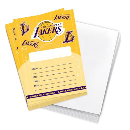Desert Cactus Los Angeles Lakers Einladungen, NBA offiziell lizenzierte Einladungen, Happy Birthday Karten, 10 Stück, mit Umschlägen, für Jungen und Mädchen, Kinderparty (Stil A) von Desert Cactus