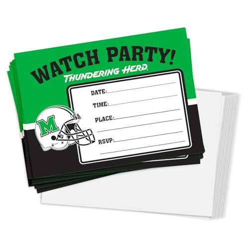 Desert Cactus Marshall University Partyeinladungen Thundering Herd MU 12,7 x 17,8 cm, 10 Stück, mit Umschlägen (Fußballuhrenparty) von Desert Cactus