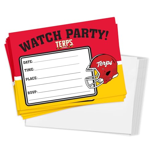 Desert Cactus University of Maryland Party-Einladungskarten, Terrapins UMD Terps, 12,7 x 17,8 cm, 10 Stück, mit Umschlägen (Fußballuhrenparty) von Desert Cactus