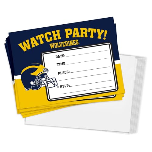 Desert Cactus University of Michigan Party-Einladungskarten Wolverines UM U of M, 12,7 x 17,8 cm, 10 Stück, mit Umschlägen (Fußballuhrenparty) von Desert Cactus