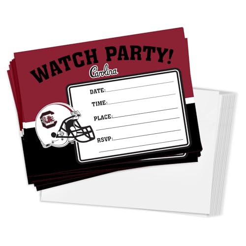 Desert Cactus University of South Carolina Party-Einladungskarten, Gamecocks, USC, 12,7 x 17,8 cm, 10 Stück, mit Umschlägen (Fußballuhrenparty) von Desert Cactus
