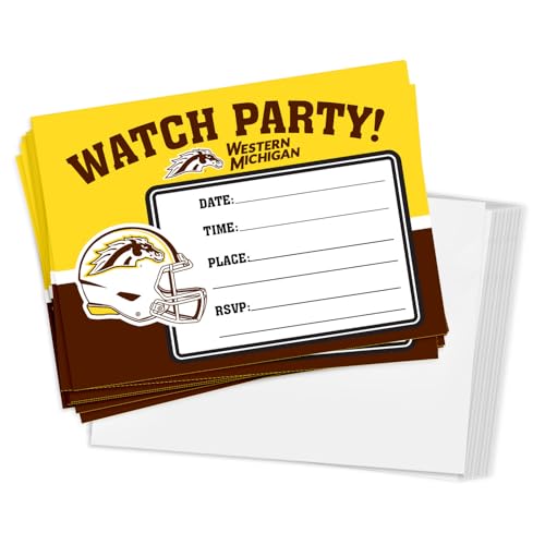 Desert Cactus Western Michigan University Party-Einladungskarten, Broncos WMU, 12,7 x 17,8 cm, 10 Stück, mit Umschlägen (Fußballuhren-Party) von Desert Cactus