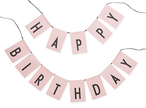 Design Letters Flaggen, Happy Birthday/Surprise Party Wende Wimpelkette-wiederverwendbar (Pink) von Design Letters