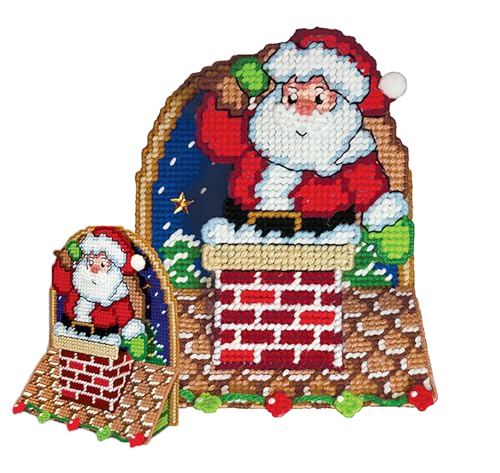 Design Works Crafts Inc. Weihnachtsmann-Kunststoff-Leinwand-Set auf dem Dach von Design Works Crafts Inc.