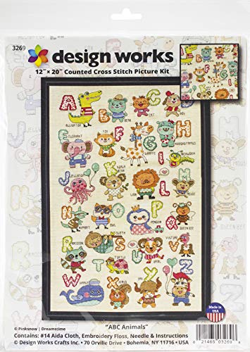 Design Works Crafts 3269 ABC Niedliche Tiere, 12 x 20 cm, Kreuzstich-Set, mehrfarbig von Design Works Crafts