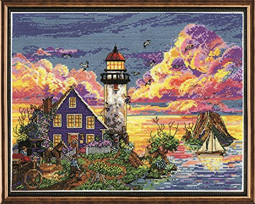 Design Works Crafts 2923 Leuchtturm Sonnenuntergang, Baumwolle, Multifarbig, 28x36cm Design Works Crafts 2923 Leuchtturm Sonnenuntergang, Baumwolle, Multifarbig, 28x36cm von Design Works