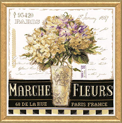 Design Works Crafts 3412 Blumenmarkt Kreuzstich-Set nach Zählmuster, Baumwolle, Multifarbig, 40x40cm von Design Works Crafts