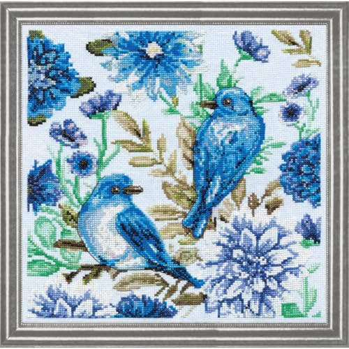 Design Works Crafts Kreuzstich Stickpackung Blaue Vögel, Zählmuster von Design Works Crafts