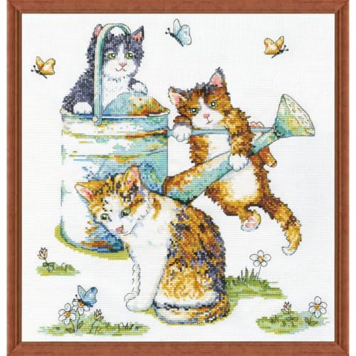 Design Works Crafts Kreuzstich Stickpackung Gießkannen-Katzen, Zählmuster von Design Works Crafts