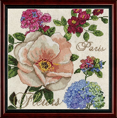 Design Works Crafts Kreuzstich Stickpackung Pariser Blumen, Zählmuster von Design Works Crafts