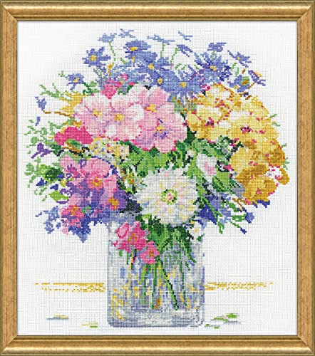 Design Works Crafts Kreuzstich Stickpackung Pastellblumen, Zählmuster von Design Works Crafts