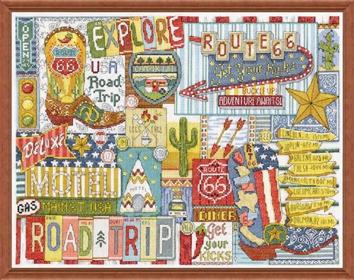 Design Works Crafts Kreuzstich Stickpackung Route 66, Zählmuster von Design Works Crafts