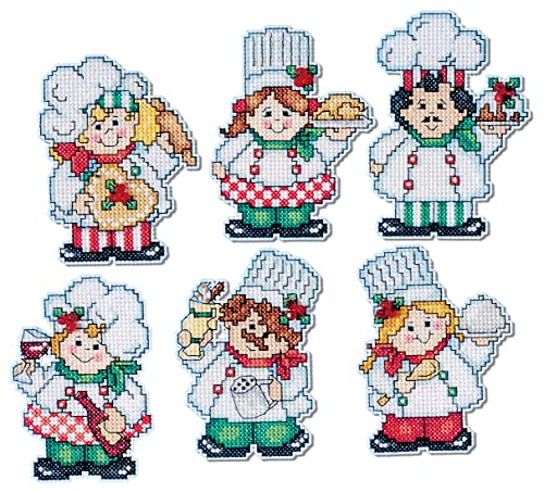 Design Works Crafts Kreuzstich Stickpackung Weihnachtsbaum-Dekoration Weihnachtliches Kochen 6er Set, Zählmuster von Design Works Crafts