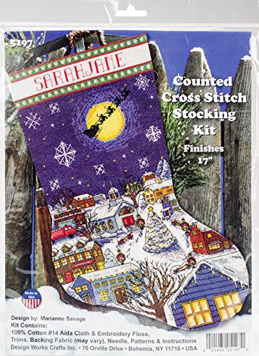 Design Works Crafts Kreuzstich Stickpackung Weihnachtsstrumpf Heiligabend, Zählmuster von Design Works Crafts
