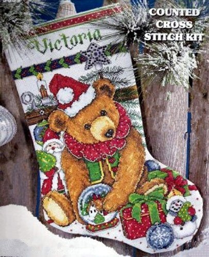 Design Works Crafts Kreuzstich Stickpackung Weihnachtsstrumpf Viktorianischer Bär, Zählmuster Design Works Crafts Kreuzstich Stickpackung Weihnachtsstrumpf Viktorianischer Bär, Zählmuster von Design Works