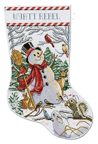 Design Works Crafts Kreuzstich Stickpackung Weihnachtsstrumpf Waldschneemann, Zählmuster von Design Works Crafts