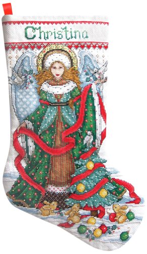 Design Works Crafts Kreuzstich Stickpackung Weihnachtsstrumpf Weihnachtsengel, Zählmuster von Design Works Crafts