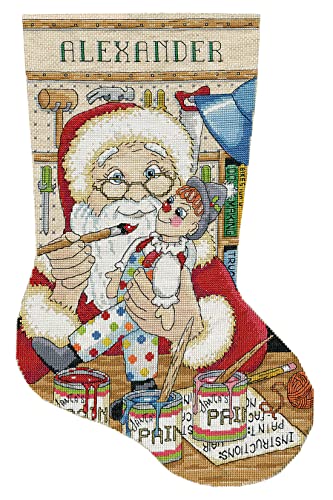 Design Works Crafts Kreuzstich Stickpackung Weihnachtsstrumpf Werkstatt des Weihnachtsmanns, Zählmuster von Design Works Crafts