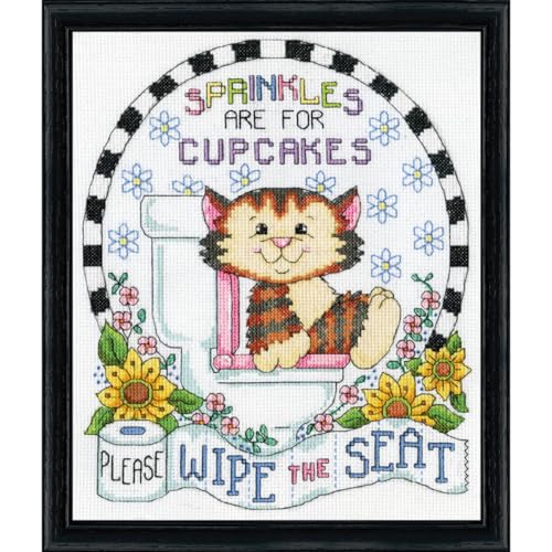 Design Works Crafts Kreuzstich Stickpackung Wisch den Sitz ab, Katze, Zählmuster von Design Works Crafts