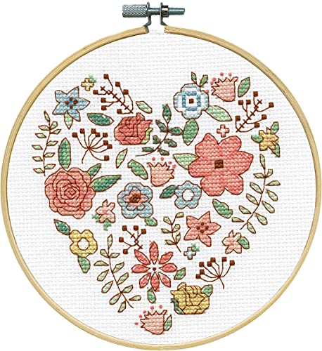 Design Works Crafts Kreuzstich Stickpackung mit Stickrahmen Blumenherz, Zählmuster von Design Works Crafts