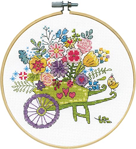 Design Works Crafts Kreuzstich Stickpackung mit Stickrahmen Blumenwagen, Zählmuster von Design Works Crafts