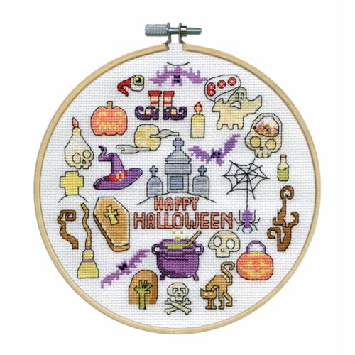 Design Works Crafts Kreuzstich Stickpackung mit Stickrahmen Frohes Halloween I, Zählmuster Design Works Crafts Kreuzstich Stickpackung mit Stickrahmen Frohes Halloween I, Zählmuster von Design Works