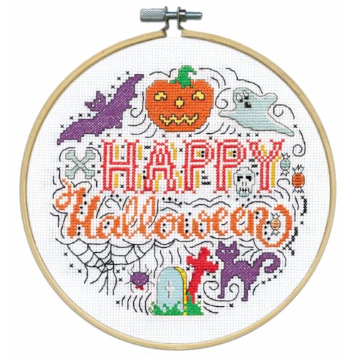 Design Works Crafts Kreuzstich Stickpackung mit Stickrahmen Frohes Halloween II, Zählmuster von Design Works Crafts