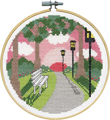 Design Works Crafts Kreuzstich Stickpackung mit Stickrahmen Park-Sonnenuntergang, Zählmuster von Design Works Crafts