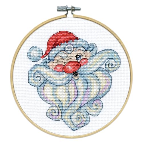 Design Works Crafts Kreuzstich Stickpackung mit Stickrahmen Zwinkernder Weihnachtsmann, Zählmuster von Design Works Crafts