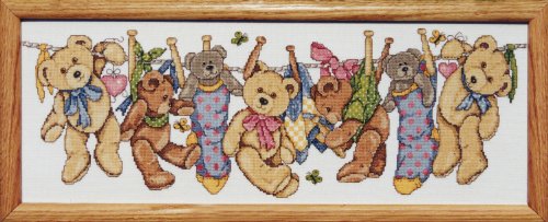 Design Works Crafts Teddies auf der Leine Kreuzstich-Set nach Zählmuster, Baumwolle, Multifarbig, 20x56cm Design Works Crafts Teddies auf der Leine Kreuzstich-Set nach Zählmuster, Baumwolle, Multifarbig, 20x56cm von Designworks Ink